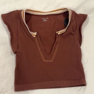 Out From Under Brown and White Top